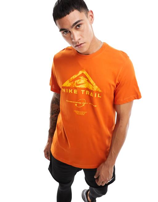 Nike Running Trail Dri FIT graphic t shirt in orange