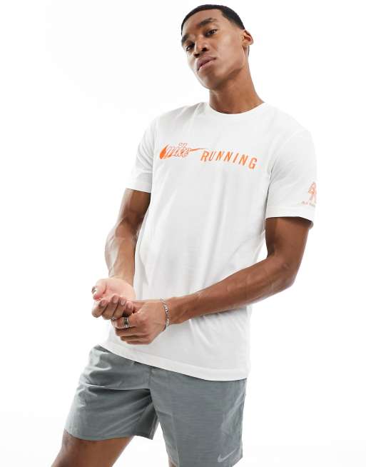 Nike Running Trail Dri Fit graphic t shirt in white