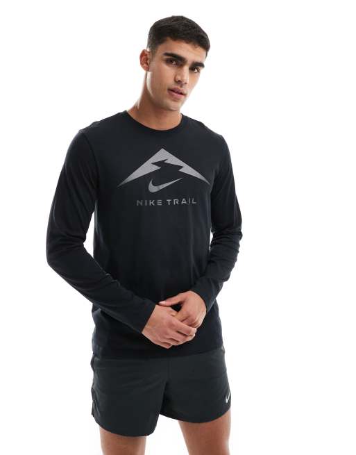 Nike Running – Trail Dri-FIT – Langärmliges T-Shirt in Schwarz mit Logo