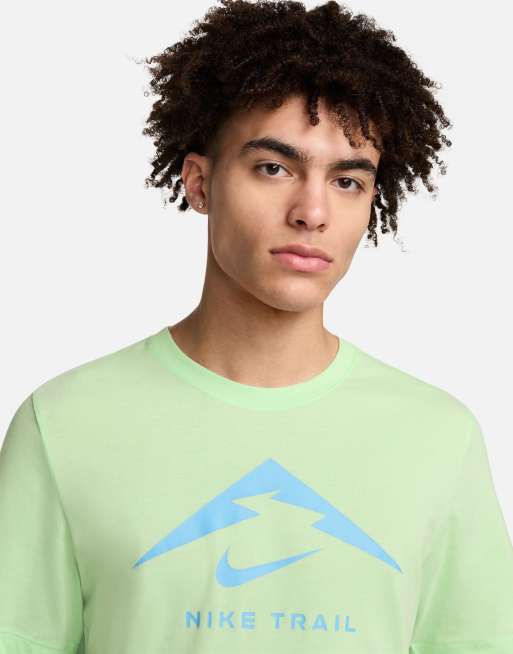 Nike Running Trail Dri FIT logo T shirt in green ASOS