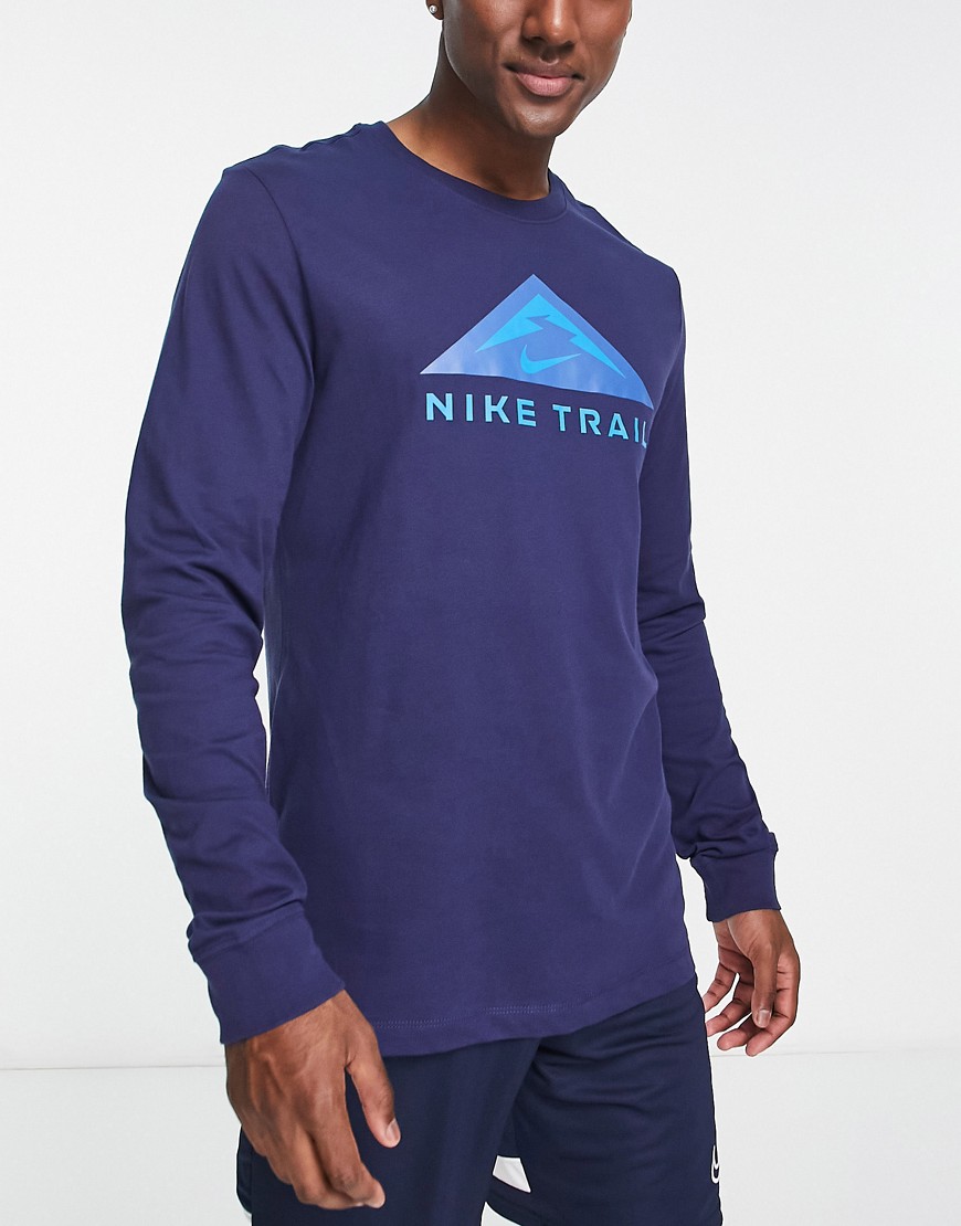 Nike Running Trail Dri-FIT long sleeve top in blue