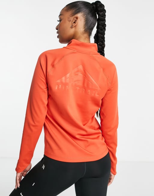 Nike Dri Fit Swoosh Run Midlayer Long Sleeve T-Shirt Orange