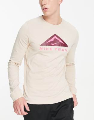 Nike Running - Trail Dri-FIT - T-shirt color pietra con grafica