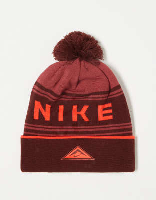 Nike Running Trail Dri-FIT unisex bobble beanie in red