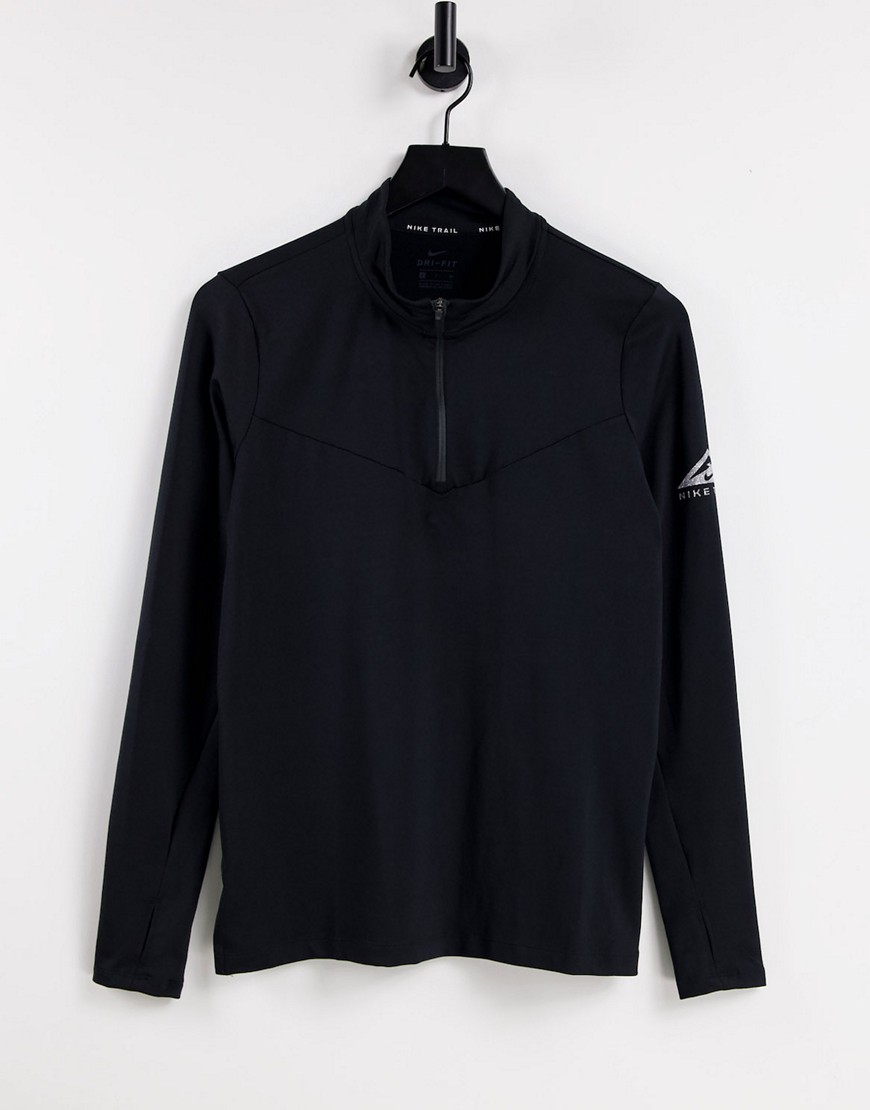 Nike Running Trail element midlayer long sleeve top in black