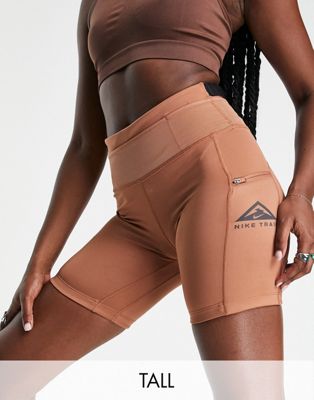 Nike Running Trail epic luxe booty legging shorts in beige - ASOS Price Checker
