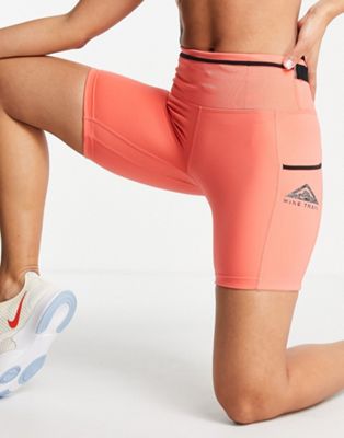 Nike Running Trail epic luxe booty shorts in coral