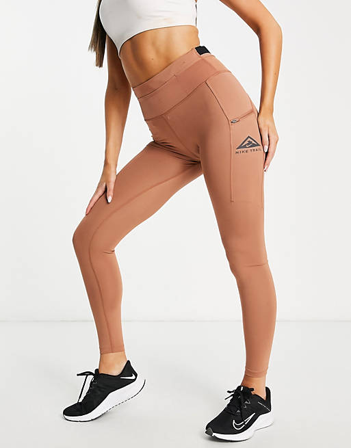Nike Running Trail Epic Luxe mid rise leggings in beige