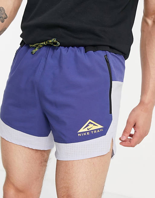 Men Nike Running Trail Flex Stride 5 inch shorts in purple 