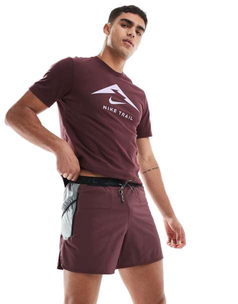 Nike Running Trail logo 5 inch shorts in burgundy - view 1