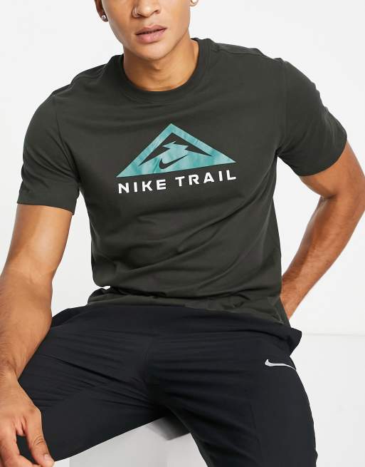 Nike Running Trail logo t-shirt in green | ASOS