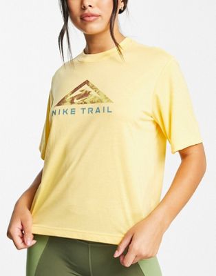 Nike Running Trail logo t-shirt in yellow - ASOS Price Checker