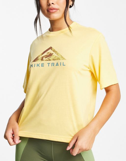 Nike Running Trail logo t shirt in yellow