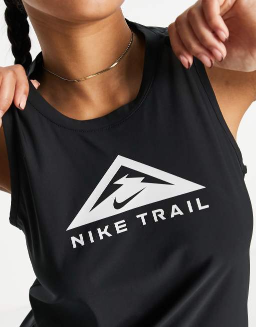 Nike Running Trail logo tank in black ASOS