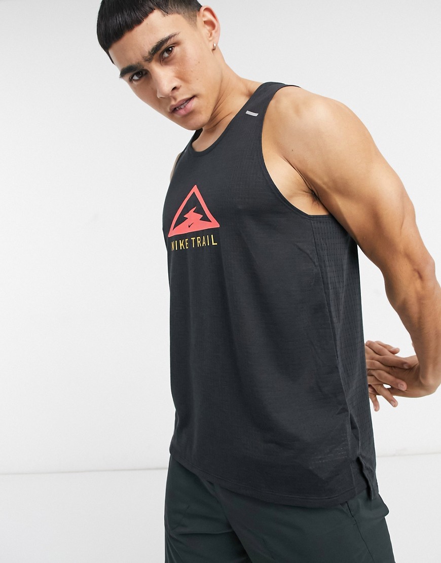 Nike Running Trail Logo Vest In Black