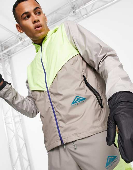 Nike Running Trail logo windbreaker jacket in lime