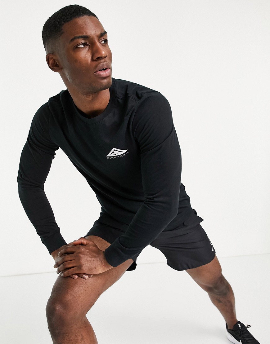 Nike Running Trail long sleeve top in black