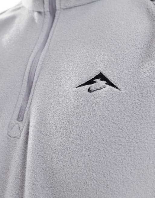 Nike Running - Trail Polartec - Felpa in pile grigia con zip corta, 3 di 4