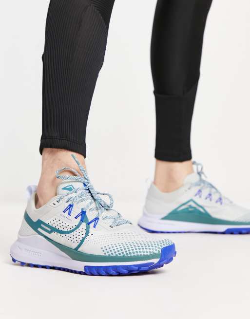 Nike Running Trail React Pegasus 4 trainers in silver and blue | ASOS