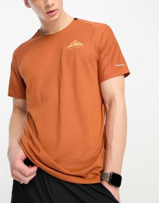 Nike Running Trail Solar Chase Dri-Fit t-shirt in orange - ASOS Price Checker