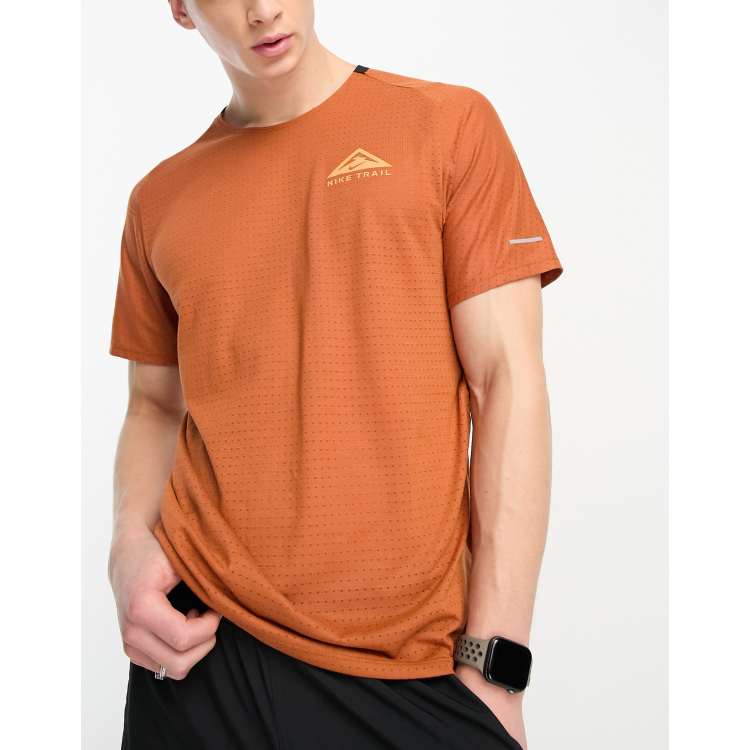 Nike Running Trail Solar Chase Dri-Fit t-shirt in orange ASOS