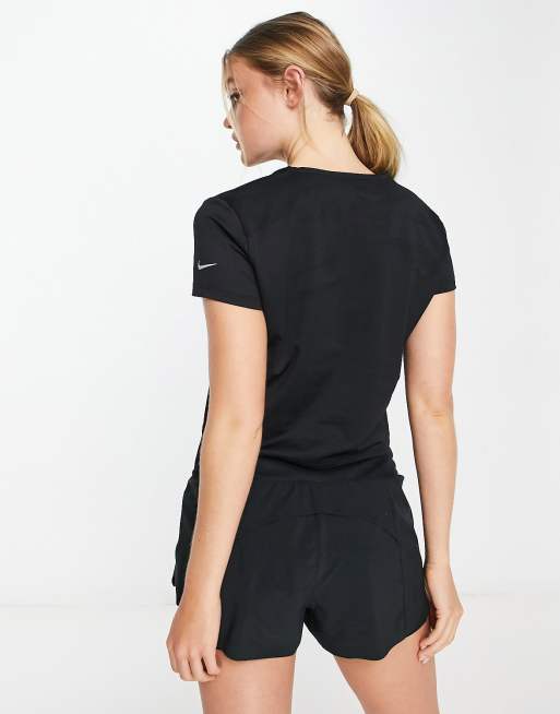 Nike Running V neck t-shirt in black