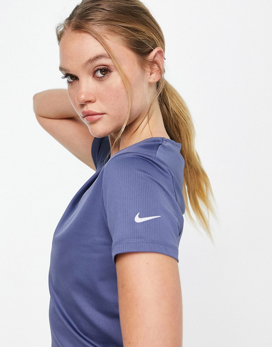 Nike Running V neck t-shirt in blue