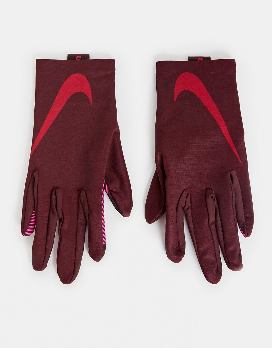 Nike Running – Vinröda handskar