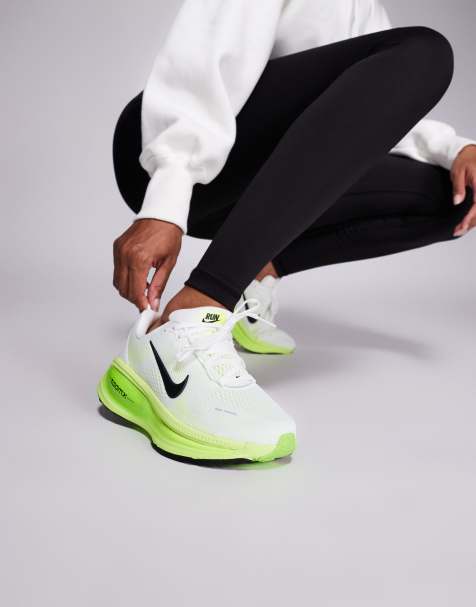 Nike Running Vomero 18 sneakers in white and neon green - view 1
