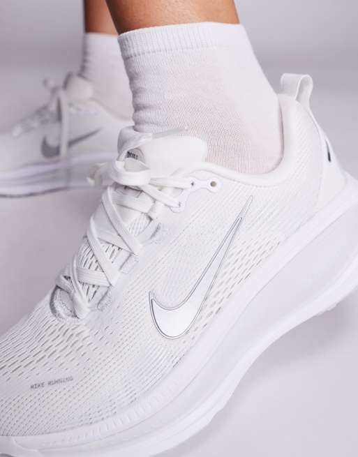Nike Running vomero 18 sneakers in white and silver | ASOS