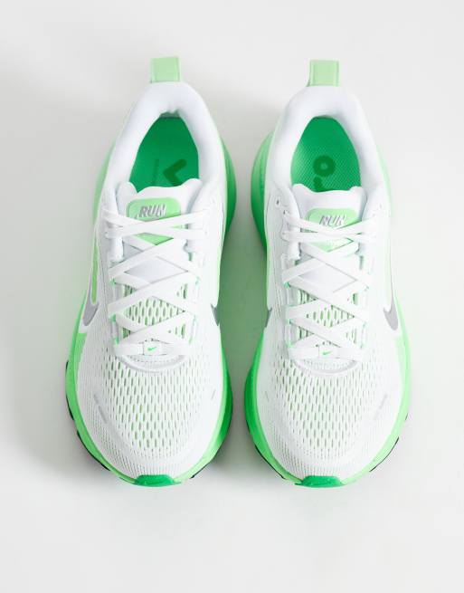 Nike Running Vomero 18 trainers in white and green, 3 of 5