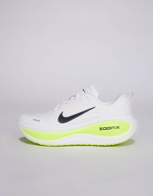 Nike Running Vomero Plus sneakers in white and neon green, 2 of 5