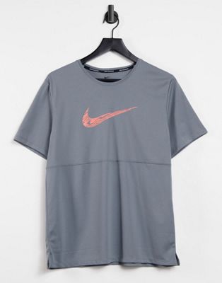 Nike Running Run breathe t-shirt in gray | ASOS