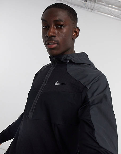 Nike Running Wild Run Element hooded mid layer in black | ASOS