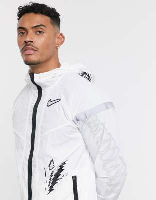 white nike running jacket