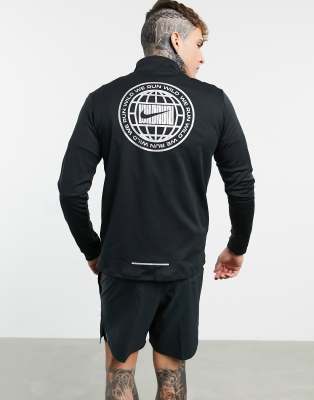 nike running pacer half zip sweat in black