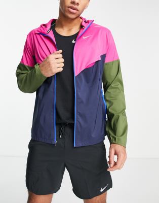 Nike windrunner jacket pink best sale and white