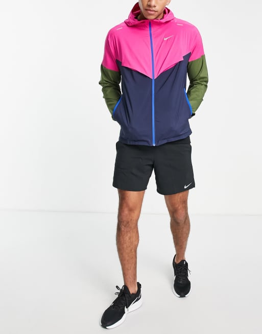 Nike Running Windrunner packable colourblock jacket in pink ASOS