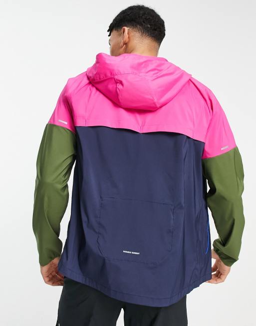 Nike blue clearance pink windrunner jacket