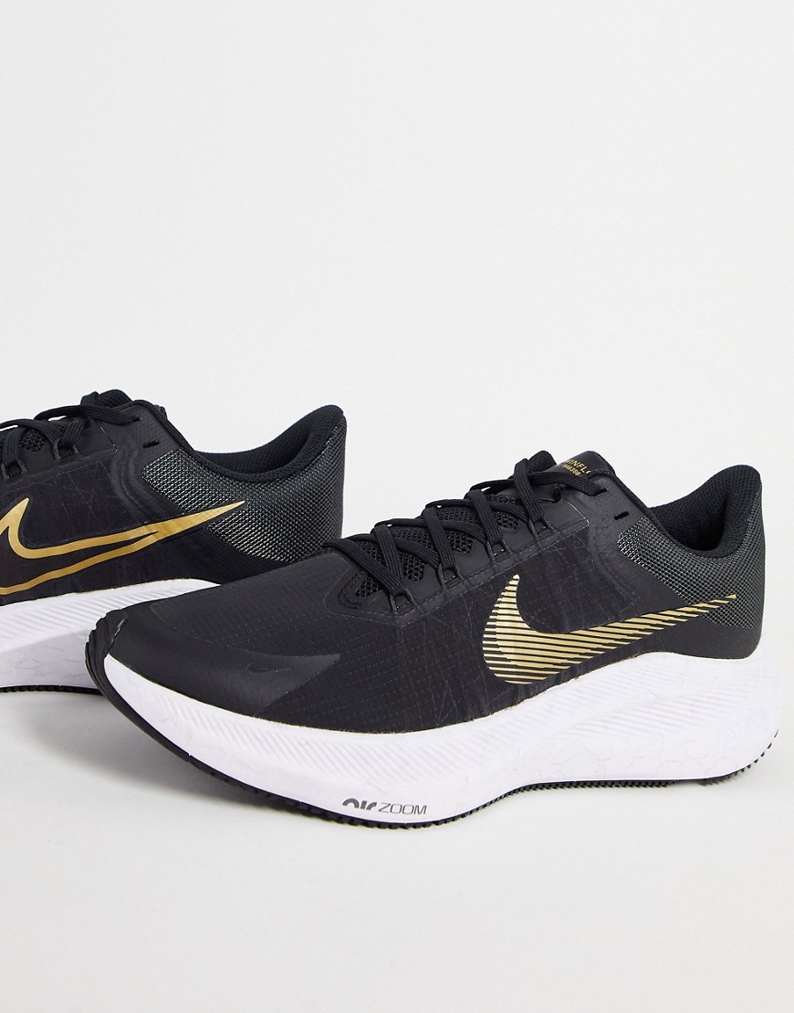 Nike Running Winflo 8 sneakers in black/metallic gold