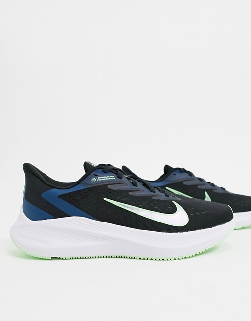 Nike Running Winflo trainers in black and blue