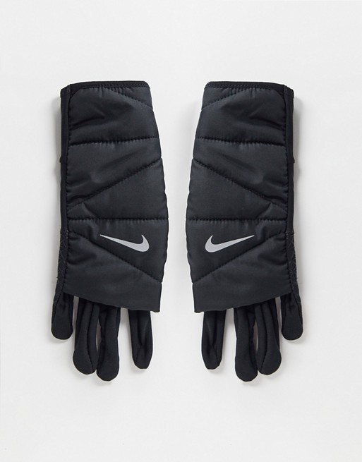 Nike Running womens quilted gloves in black