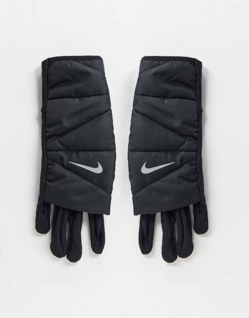 Nike Running womens quilted gloves in black ASOS