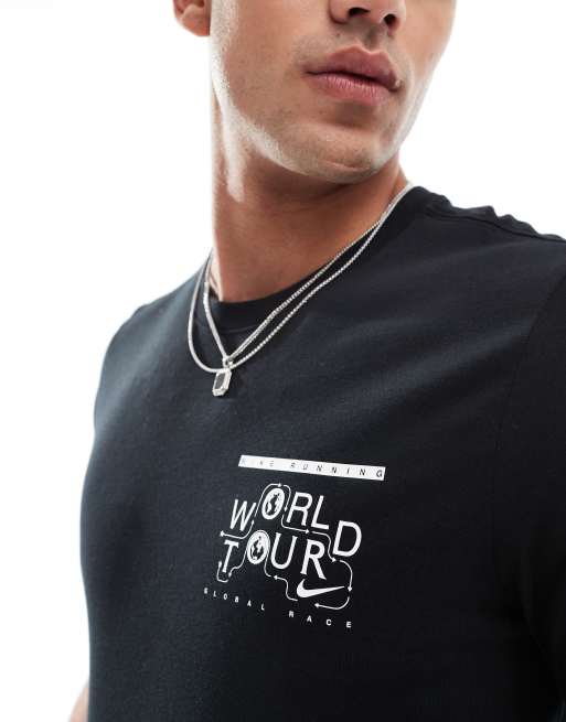 Tシャツ・カットソー NIKE / NIKE RUNNING WORLD TOUR GLOBAL RACE T-SHIRT BLACK XL Nike Running World Tour graphic t-shirt in black | ASOS