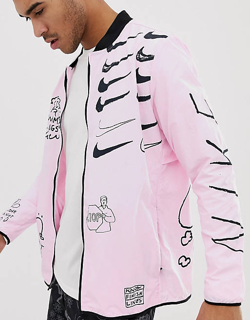 move Thank you for your help together Nike Running x Nathan Bell artist jacket in pink | ASOS