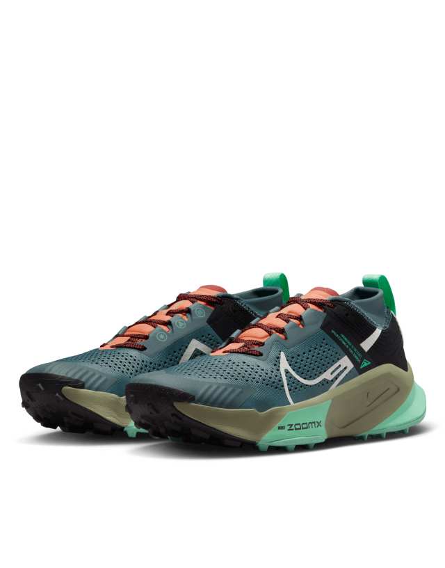 Nike Running Zegma sneakers in gray blue and green