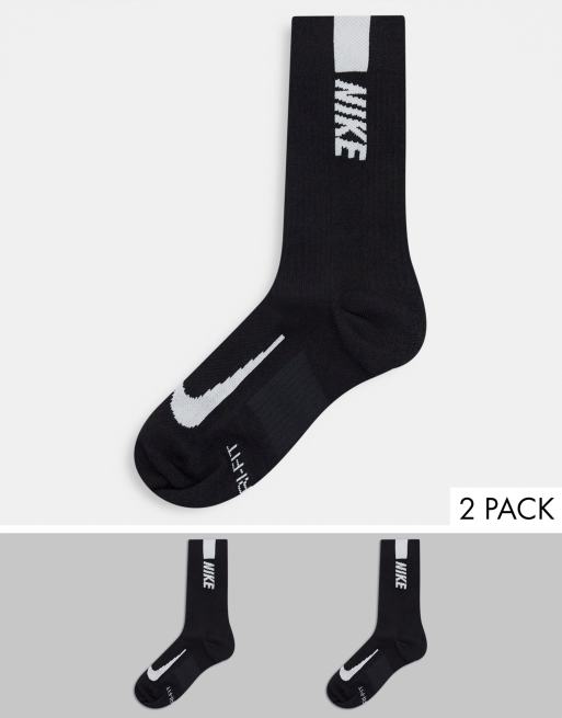 Nike Running – Zestaw 2 par czarnych skarpet sportowych