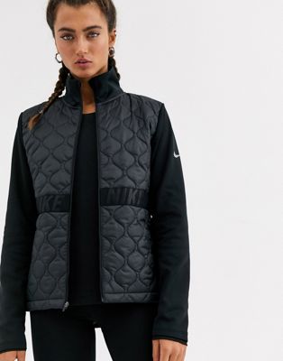 Nike Running zip through thermal jacket in quilted fabric and taping ...