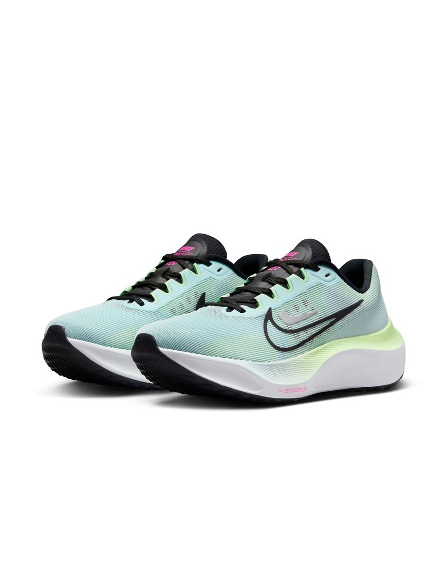 Zoom Fly 5 sneakers in glacier blue and green