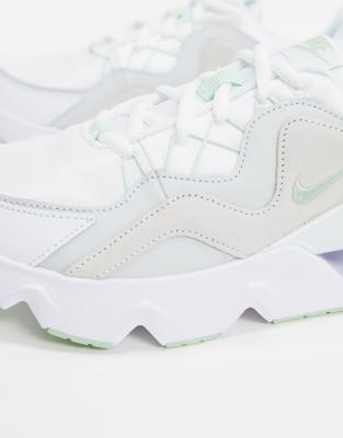 nike white and green trainers